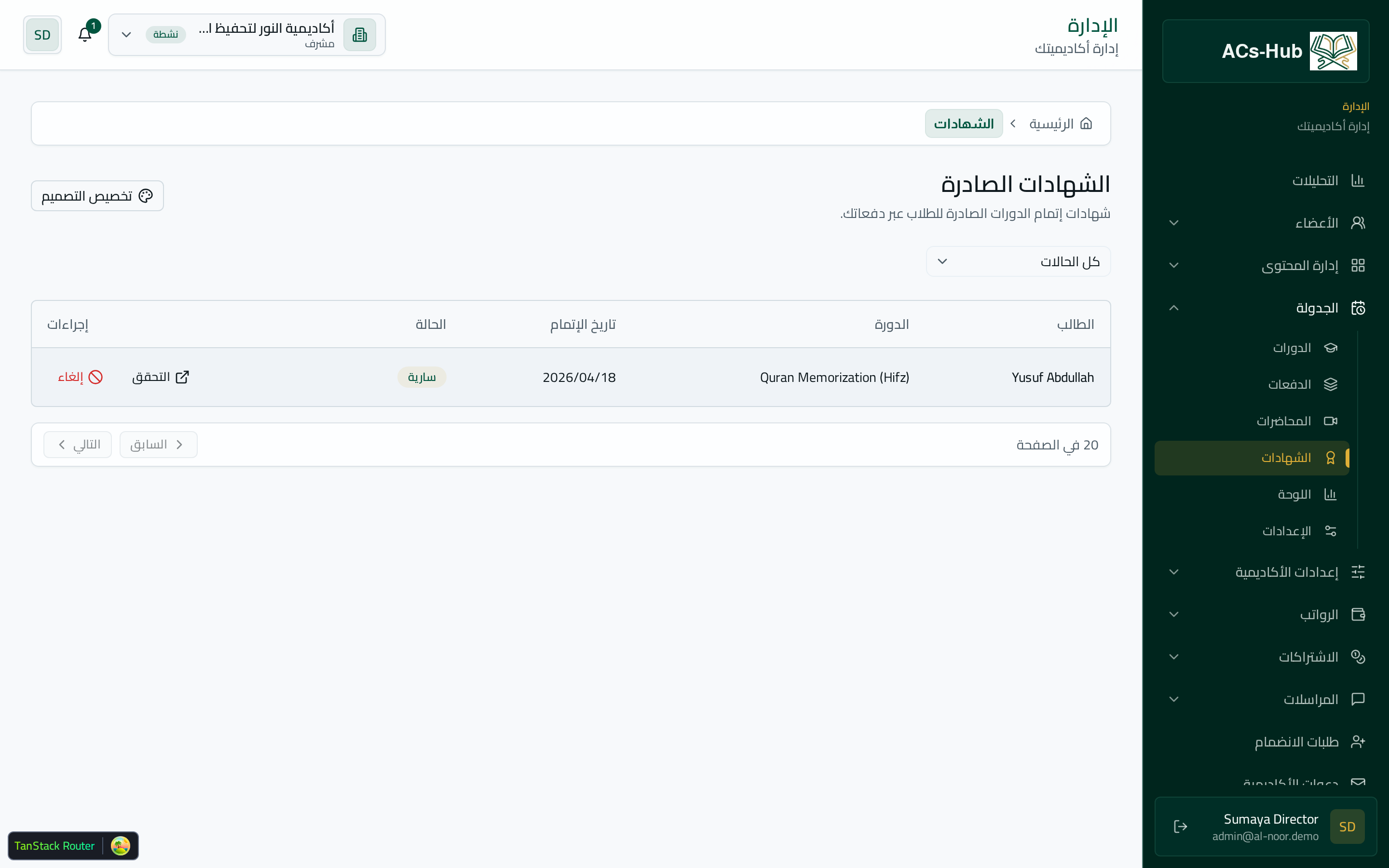Completion certificates